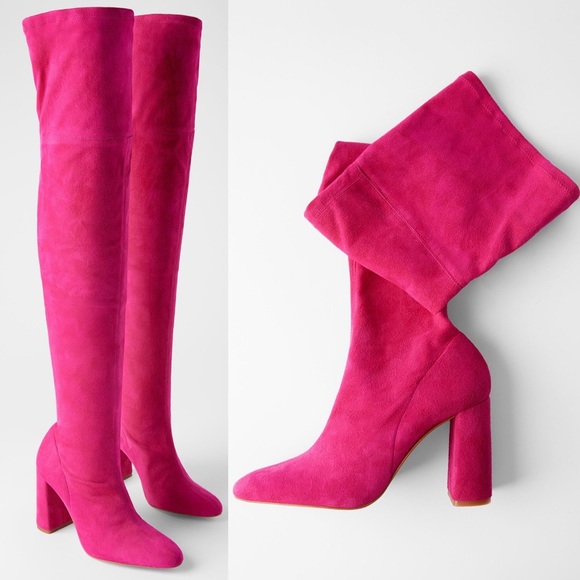 Zara Shoes Zara Over Knee Thigh High Suede Leather Sock Boots